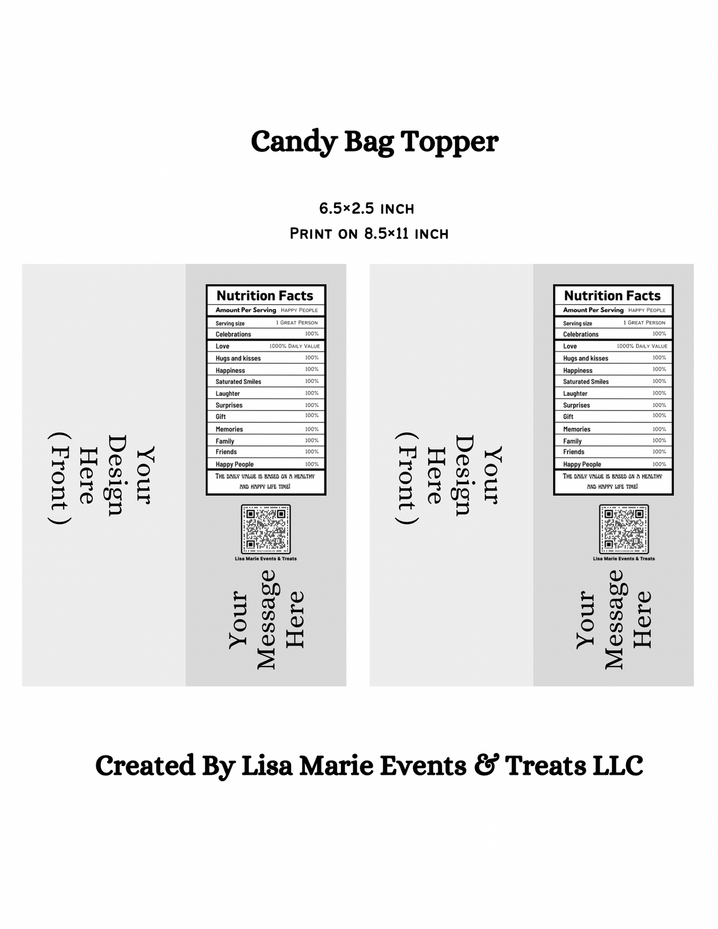 Candy Bag Topper Template